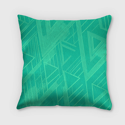 Подушка квадратная Мятный зелёный однотонный геометричный / 3D-принт – фото 2