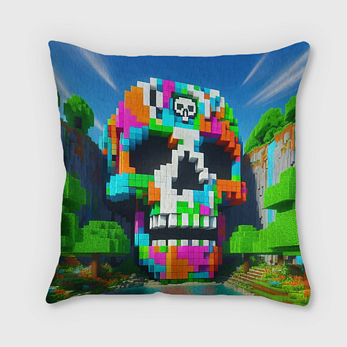 Подушка квадратная Minecraft landscape with skull - ai art fantasy / 3D-принт – фото 2