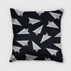 Подушка квадратная Белый бумажный самолётик - Телеграм, цвет: 3D-принт