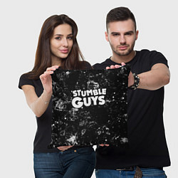 Подушка квадратная Stumble Guys black ice, цвет: 3D-принт — фото 2
