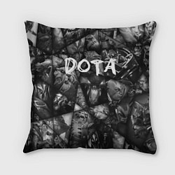 Подушка квадратная Dota 2 - мозаика из персонажей игры, цвет: 3D-принт