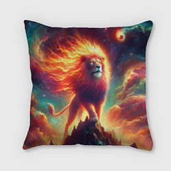 Подушка квадратная Космический лев - нейроарт фантазия, цвет: 3D-принт