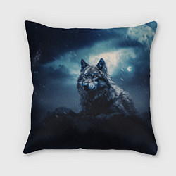 Подушка квадратная Волк ночью