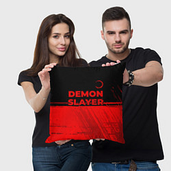 Подушка квадратная Demon Slayer - red gradient посередине, цвет: 3D-принт — фото 2