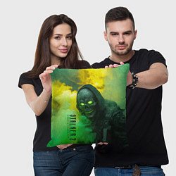 Подушка квадратная Stalker 2 скелет череп, цвет: 3D-принт — фото 2