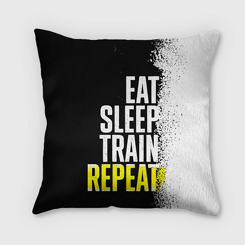 Подушка квадратная Eat sleep train repeat / 3D-принт – фото 2