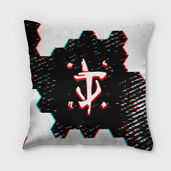 Подушка квадратная Doom hexagon glitch color, цвет: 3D-принт
