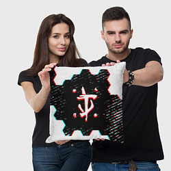 Подушка квадратная Doom hexagon glitch color, цвет: 3D-принт — фото 2