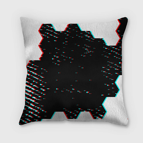 Подушка квадратная Doom hexagon glitch color / 3D-принт – фото 2