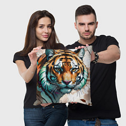 Подушка квадратная Серьезный тигр, цвет: 3D-принт — фото 2