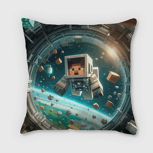 Подушка квадратная An astronaut in outer space - Minecraft / 3D-принт – фото 2