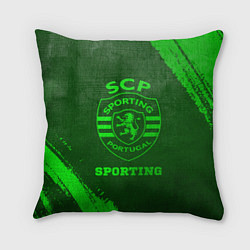 Подушка квадратная Sporting - green gradient, цвет: 3D-принт