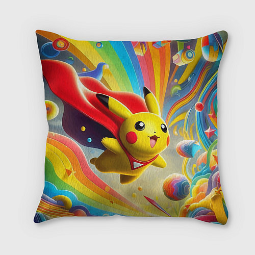 Подушка квадратная Super Pikachu - ai art fantasy / 3D-принт – фото 2