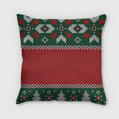 Подушка квадратная Knitted Christmas Pattern / 3D-принт – фото 2