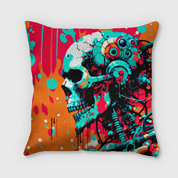 Подушка квадратная Cyber skull sketch - ai art fantasy