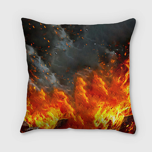 Подушка квадратная Волк боксер в огне / 3D-принт – фото 2