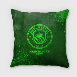 Подушка квадратная Manchester City - green gradient, цвет: 3D-принт