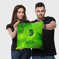 Подушка квадратная Danganronpa green poly, цвет: 3D-принт — фото 2