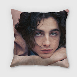 Подушка квадратная Timothe Chalamet on a pink background, цвет: 3D-принт