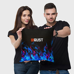 Подушка квадратная Rust neon flame, цвет: 3D-принт — фото 2