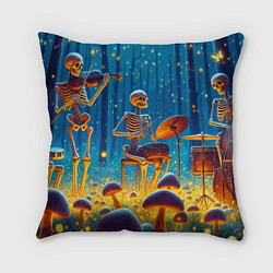 Подушка квадратная Квинтет скелетов в сказочном лесу, цвет: 3D-принт