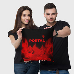 Подушка квадратная Portal - red gradient посередине, цвет: 3D-принт — фото 2