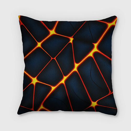 Подушка квадратная Каменный разлом с лавой / 3D-принт – фото 2