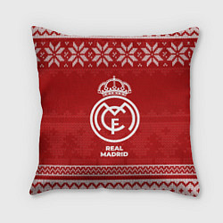 Подушка квадратная Новогодний Real Madrid, цвет: 3D-принт