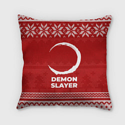 Подушка квадратная Новогодний Demon Slayer, цвет: 3D-принт