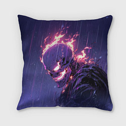 Подушка квадратная Ghost Rider - Neon rain, цвет: 3D-принт