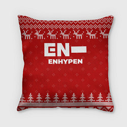 Подушка квадратная Новогодний Enhypen с оленями, цвет: 3D-принт