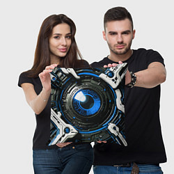 Подушка квадратная Синяя сфера киберпанк, цвет: 3D-принт — фото 2