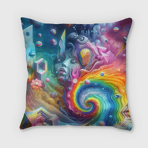 Подушка квадратная Абстрактное граффити с лицом девушки / 3D-принт – фото 2