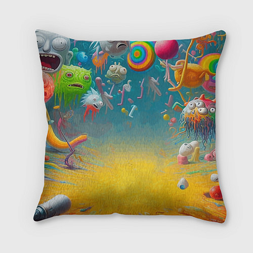 Подушка квадратная Рик и Морти - сюрреалистическая фантазия / 3D-принт – фото 2