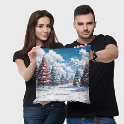 Подушка квадратная Предновогодняя природа, цвет: 3D-принт — фото 2