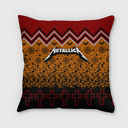 Подушка квадратная Metallica christmas ugly sweater, цвет: 3D-принт