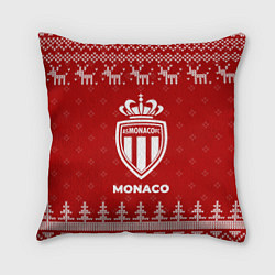 Подушка квадратная Новогодний Monaco с оленями, цвет: 3D-принт