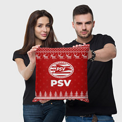 Подушка квадратная Новогодний PSV с оленями, цвет: 3D-принт — фото 2