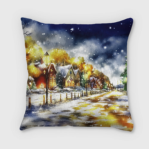 Подушка квадратная Новогодняя змейка милая / 3D-принт – фото 2