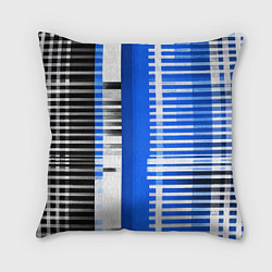 Подушка квадратная White stripes on a black and blue background