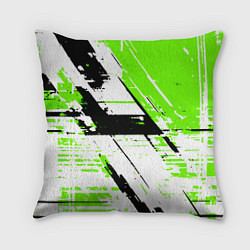 Подушка квадратная Diagonal black and green stripes on a white backgr