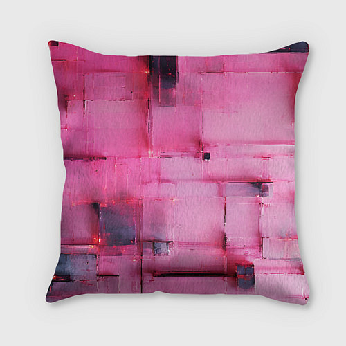 Подушка квадратная Чёрные пятна на розовом фоне абстракция / 3D-принт – фото 2