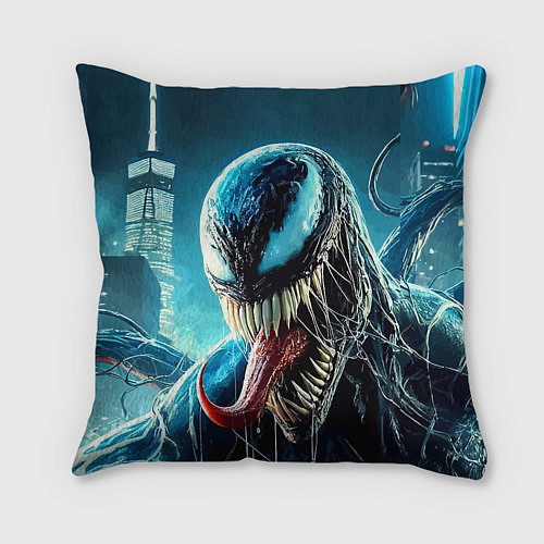 Подушка квадратная Venom in metropolis - ai art neon fantasy / 3D-принт – фото 2