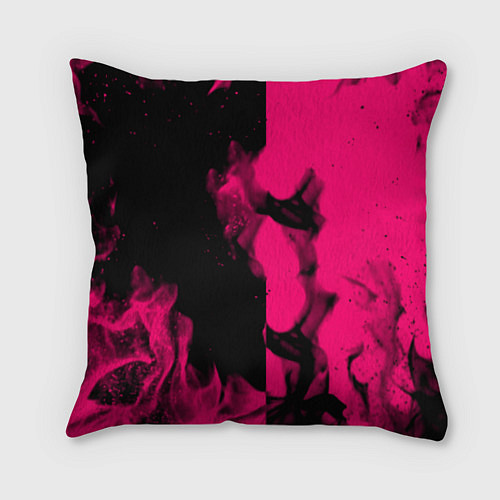Подушка квадратная Monster energy fire pink / 3D-принт – фото 2