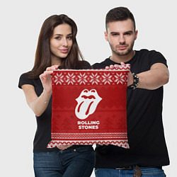 Подушка квадратная Новогодний Rolling Stones, цвет: 3D-принт — фото 2