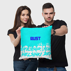 Подушка квадратная Rust надписи краски, цвет: 3D-принт — фото 2