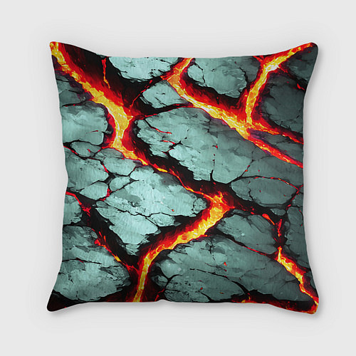 Подушка квадратная Треснувший камень жёлтый / 3D-принт – фото 2