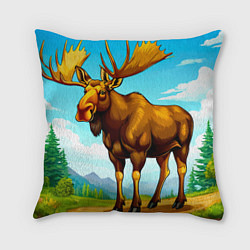 Подушка квадратная Лось в лесу