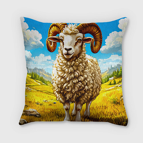 Подушка квадратная Баран / 3D-принт – фото 2