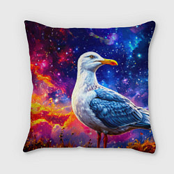 Подушка квадратная Чайка и космос, цвет: 3D-принт